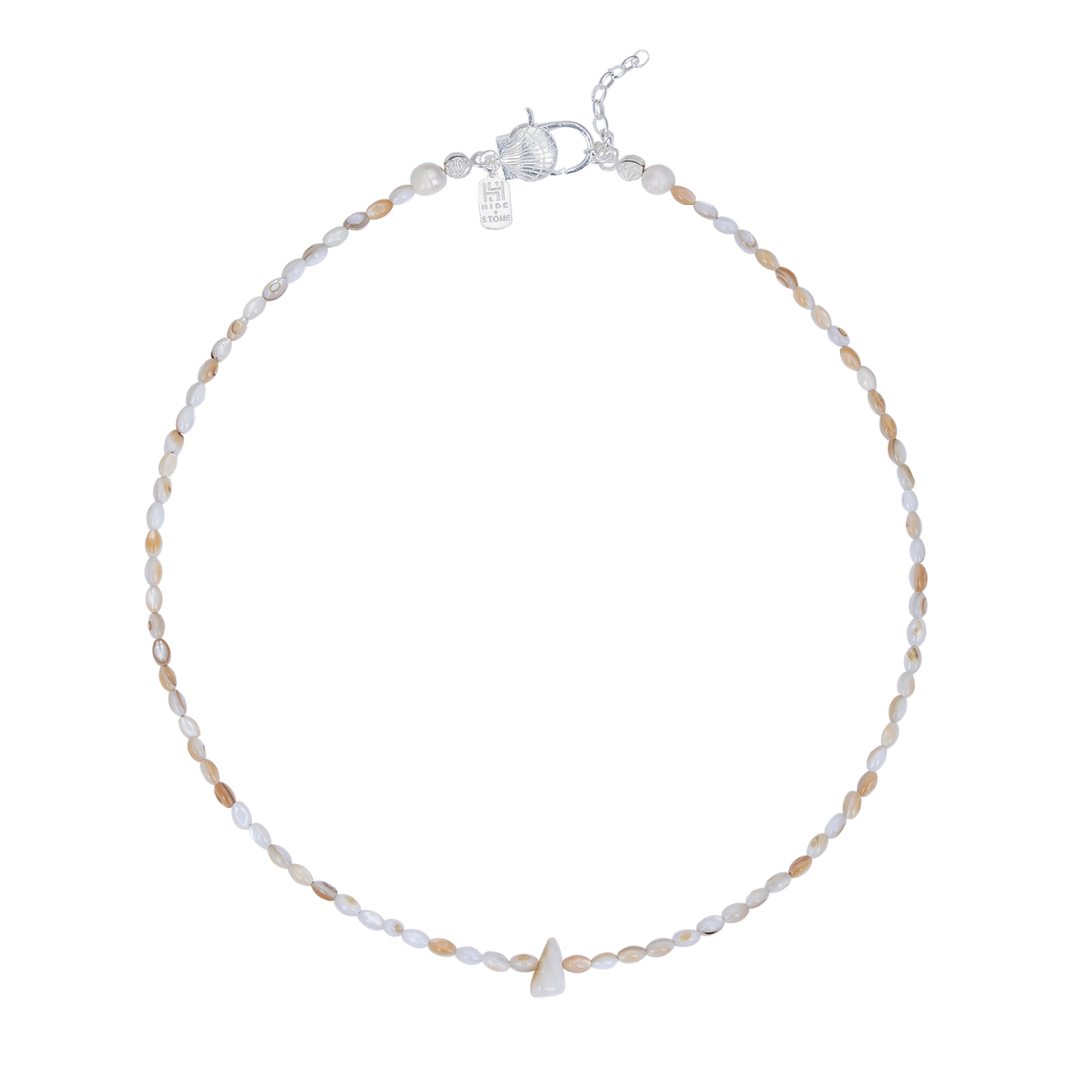 Necklace with small beads on a white background