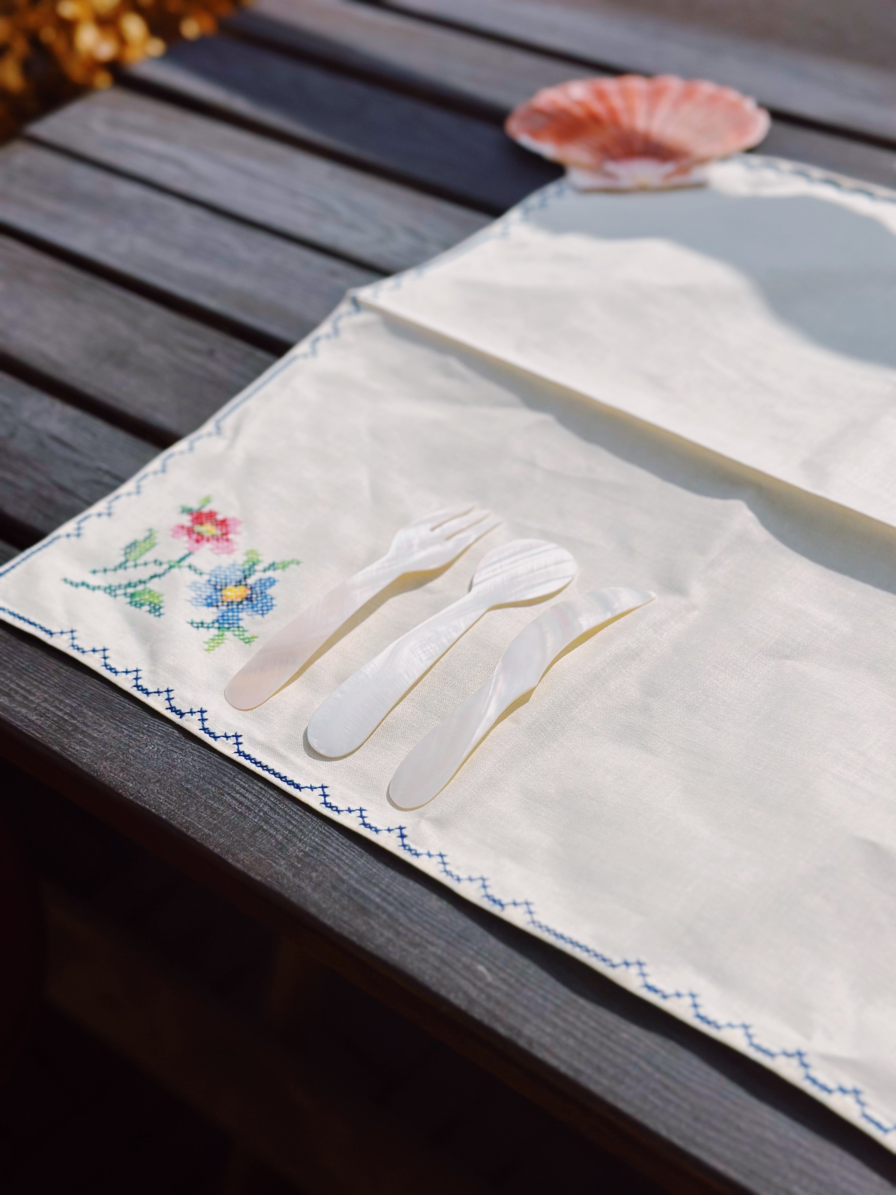 A set of flatware from mother of pearl